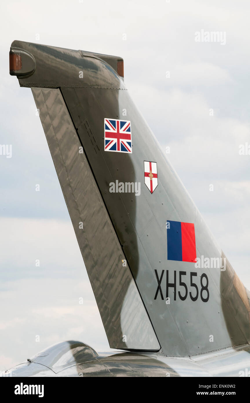 Queue d'Avro Vulcan bomber XH558 la guerre froide Banque D'Images