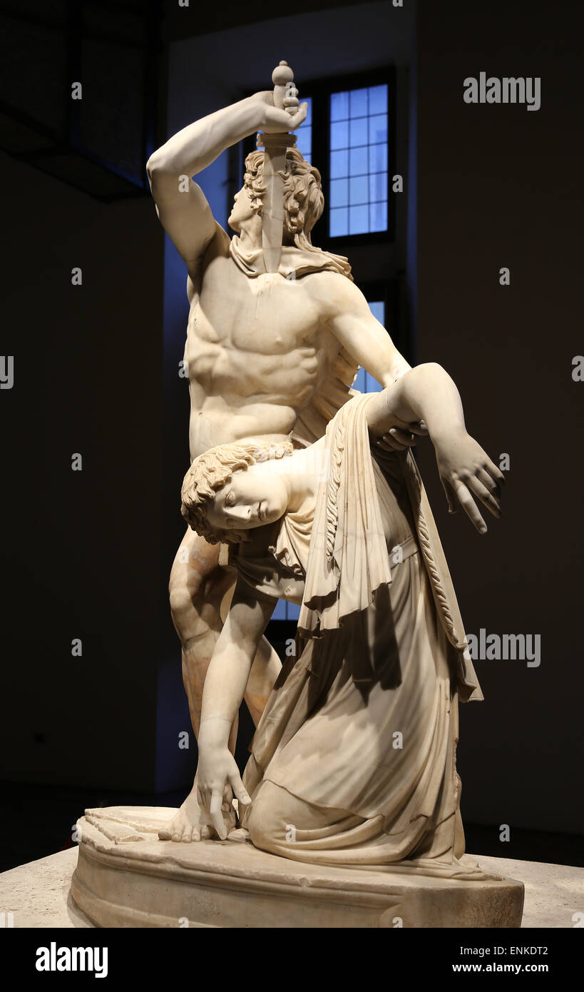 La Gaule lui-même tuer un Ludovisi, sa femme. Copie romaine, 2e s., d'origine hellénistique par Attale, 3e ch. BC. En. Banque D'Images