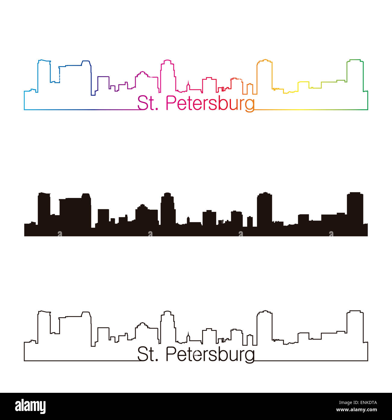 St Petersburg skyline style linéaire avec rainbow Banque D'Images