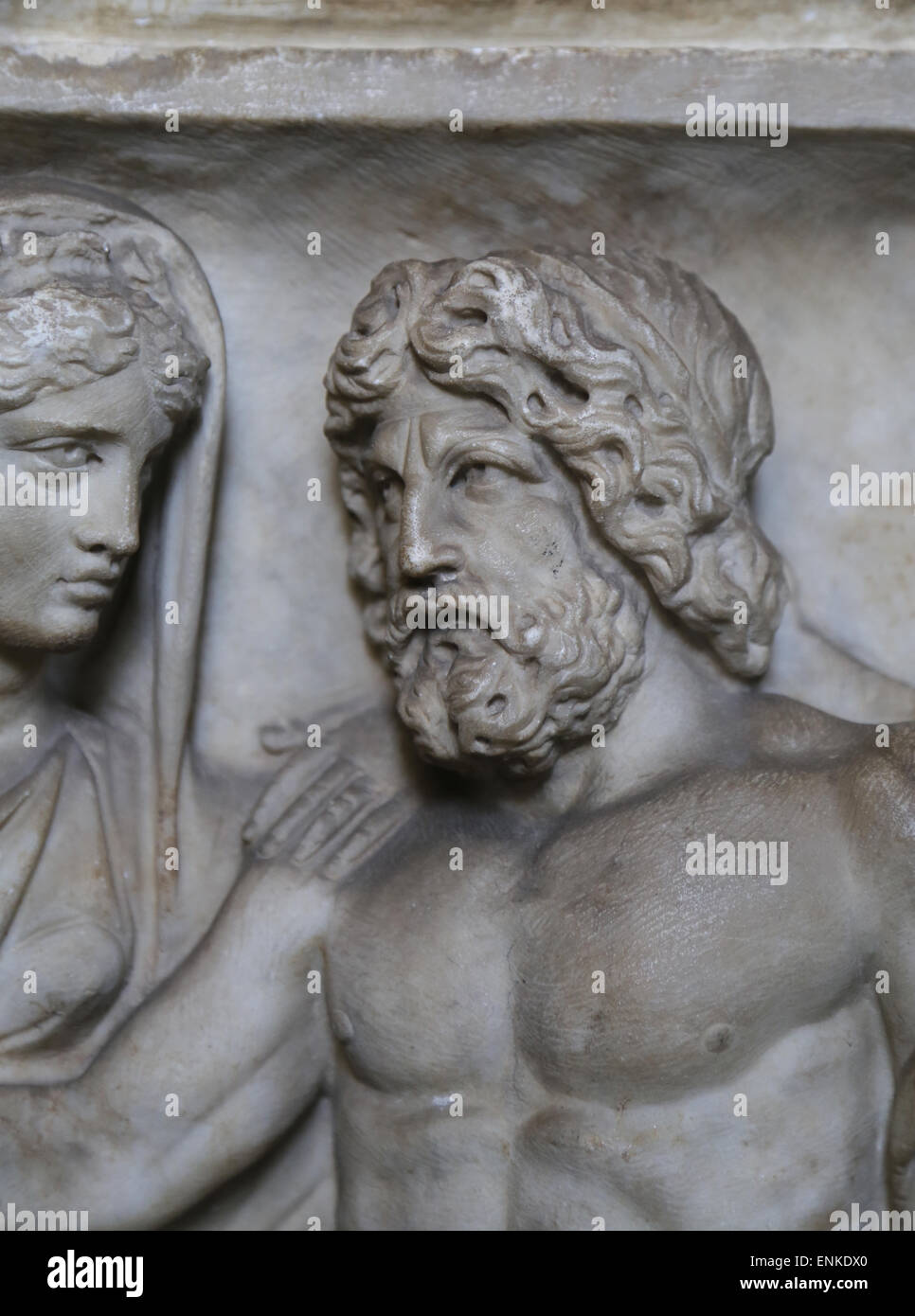 Époque Romaine. Sarcophage de Metilia de Acte. D Pianebella, près de l'Ostia. C. 161-170 CE. Le soulagement. Hades et Proserpine. Banque D'Images