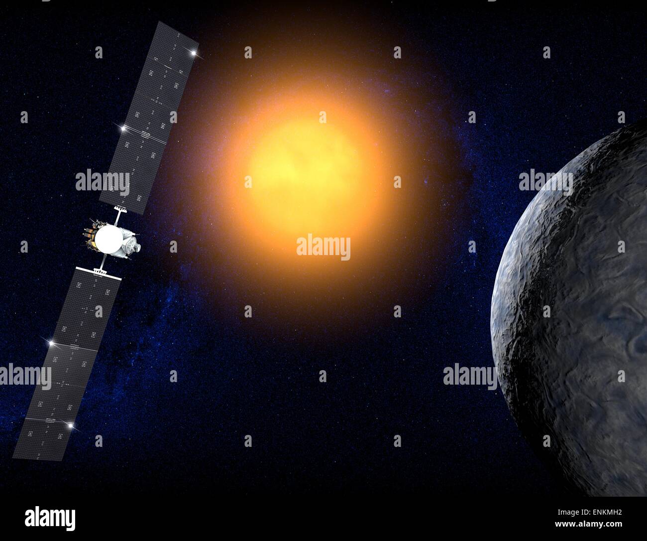 Ceres (planète naine) et l'aube de la sonde. Élément de cette image sont meublées par la NASA Banque D'Images