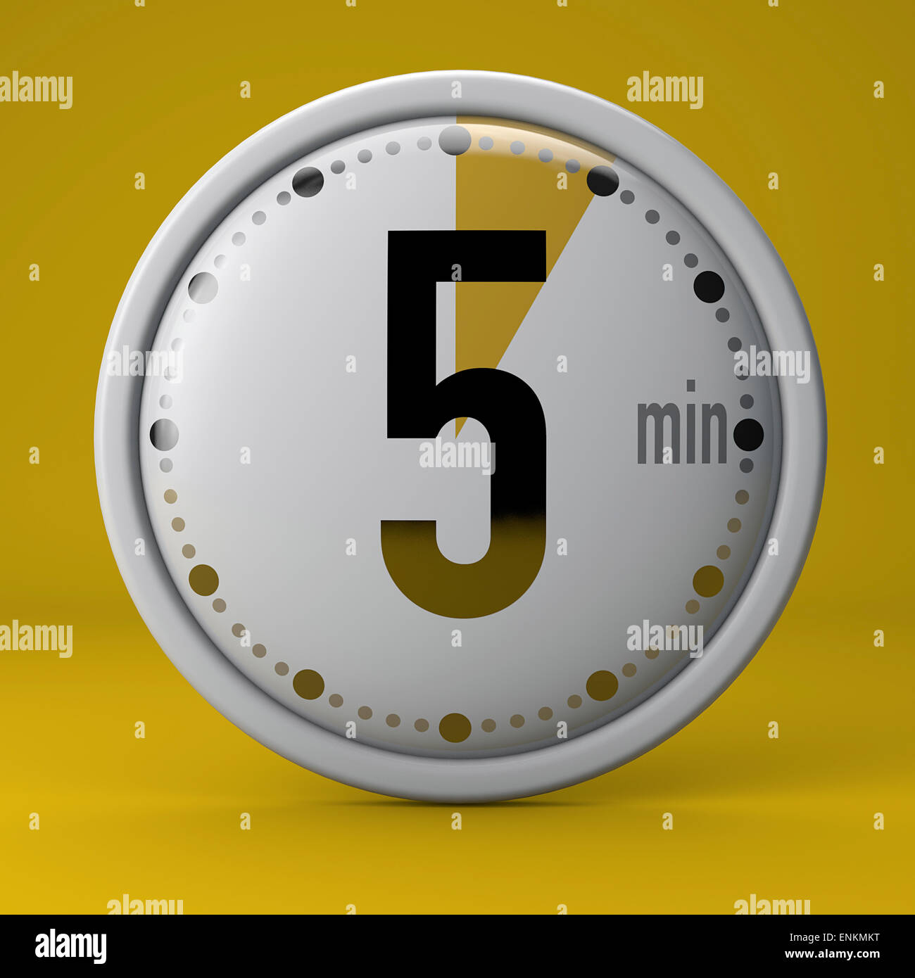 Cinq secondes chrono réveil sur fond jaune Banque D'Images