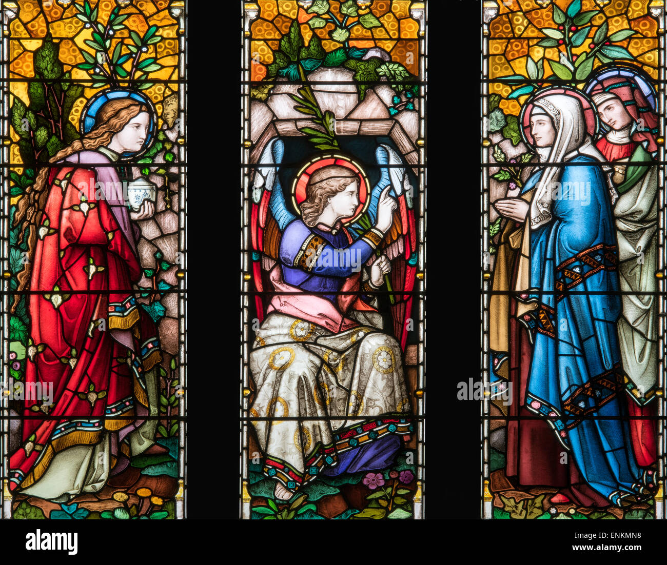 La résurrection par Lavers, Barraud et Westlake dans l'église de Sainte Marie la Vierge, Kirkby Lonsdale, Cumbria, Angleterre Banque D'Images