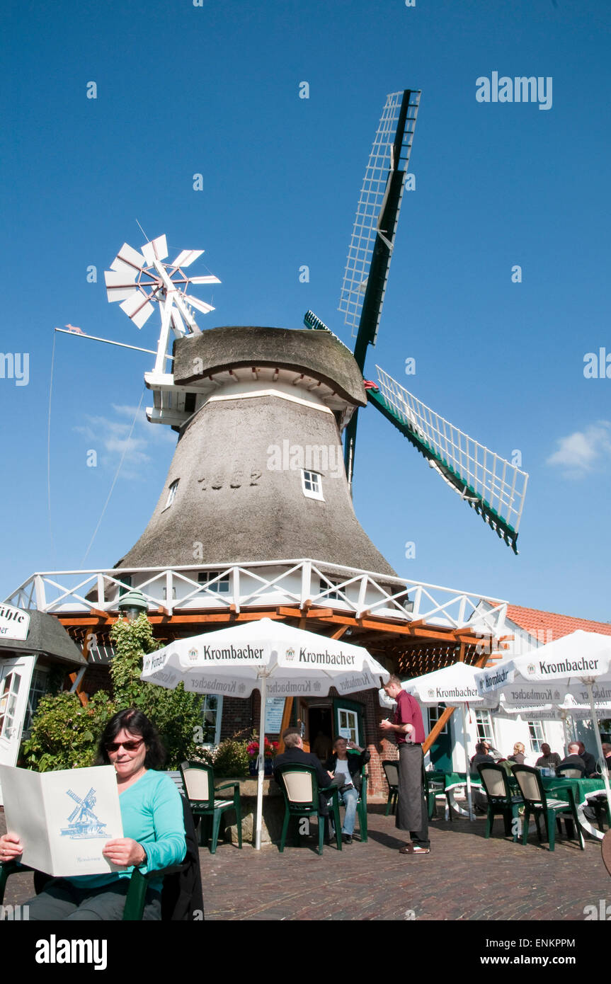 Moulin Restaurant, Norderney, Mer du Nord, l'île du Nord, Basse-Saxe, Allemagne Banque D'Images