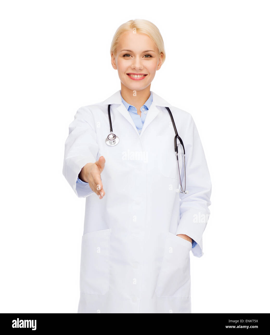 Smiling female doctor with stethoscope Banque D'Images