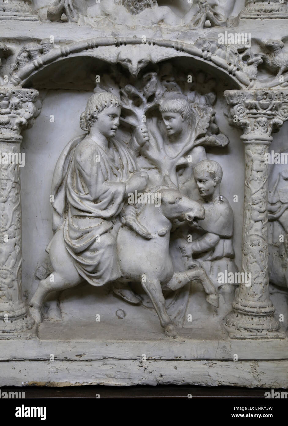 Sarcophage de Junius Bassus. En début de Christian sarcophage. 4e C. Les scènes de l'Ancien et du Nouveau Testament. Copie. Banque D'Images