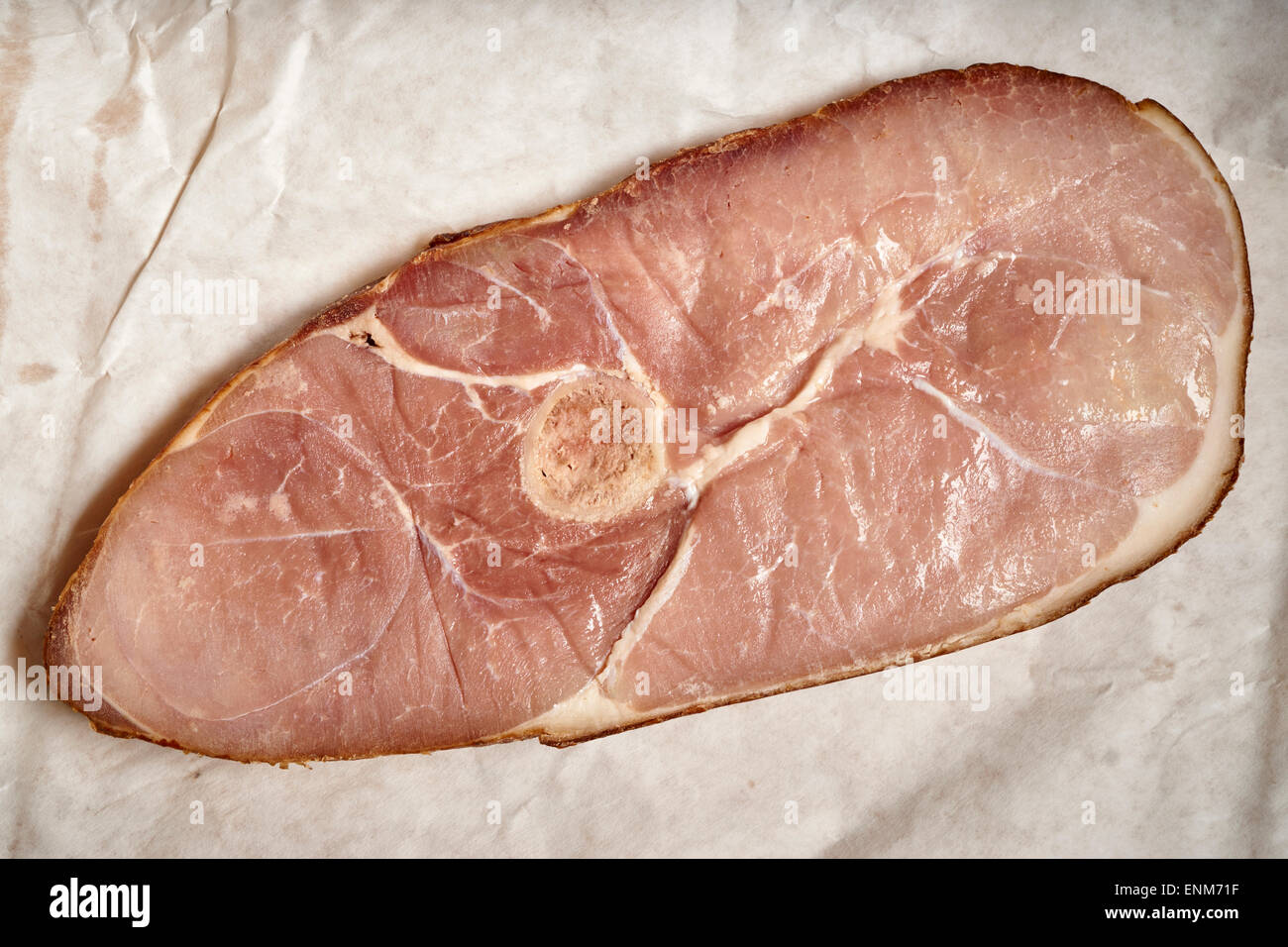 Une tranche de jambon cru artisan américain Banque D'Images