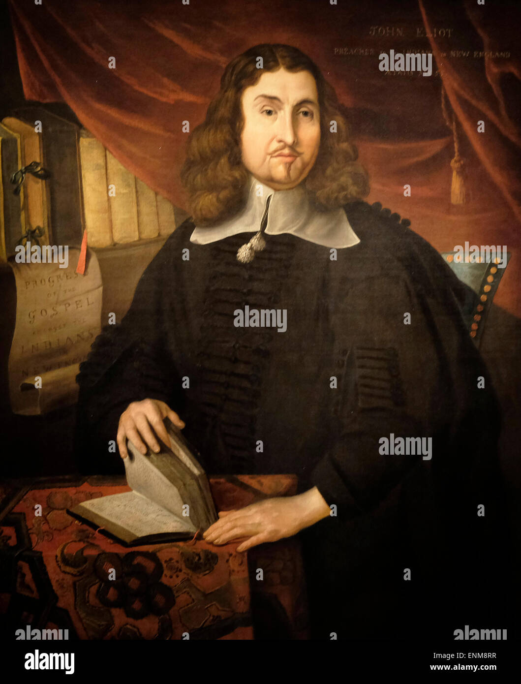 John Eliot 1604-1690 prédicateur à Indiana en Nouvelle Angleterre Artiste non identifié Banque D'Images