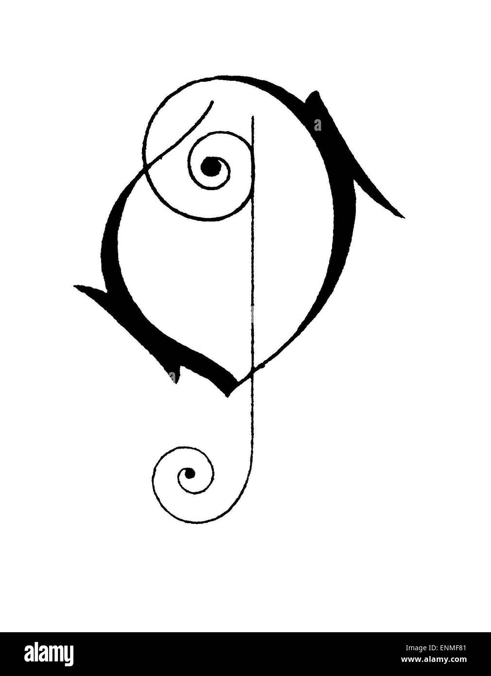 La lettre O, Art Nouveau Banque D'Images