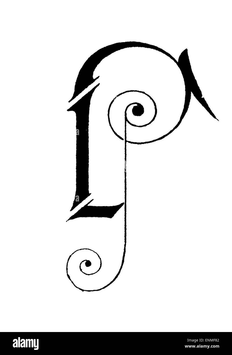 Lettre P, Art Nouveau Banque D'Images