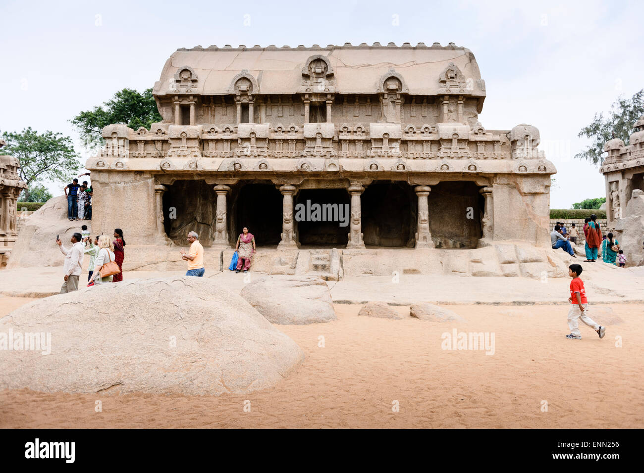 Cinq Rathas, Mamallapuram. Banque D'Images