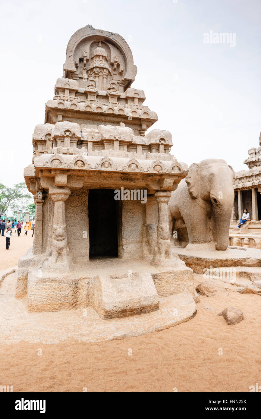 Cinq Rathas, Mamallapuram. Banque D'Images