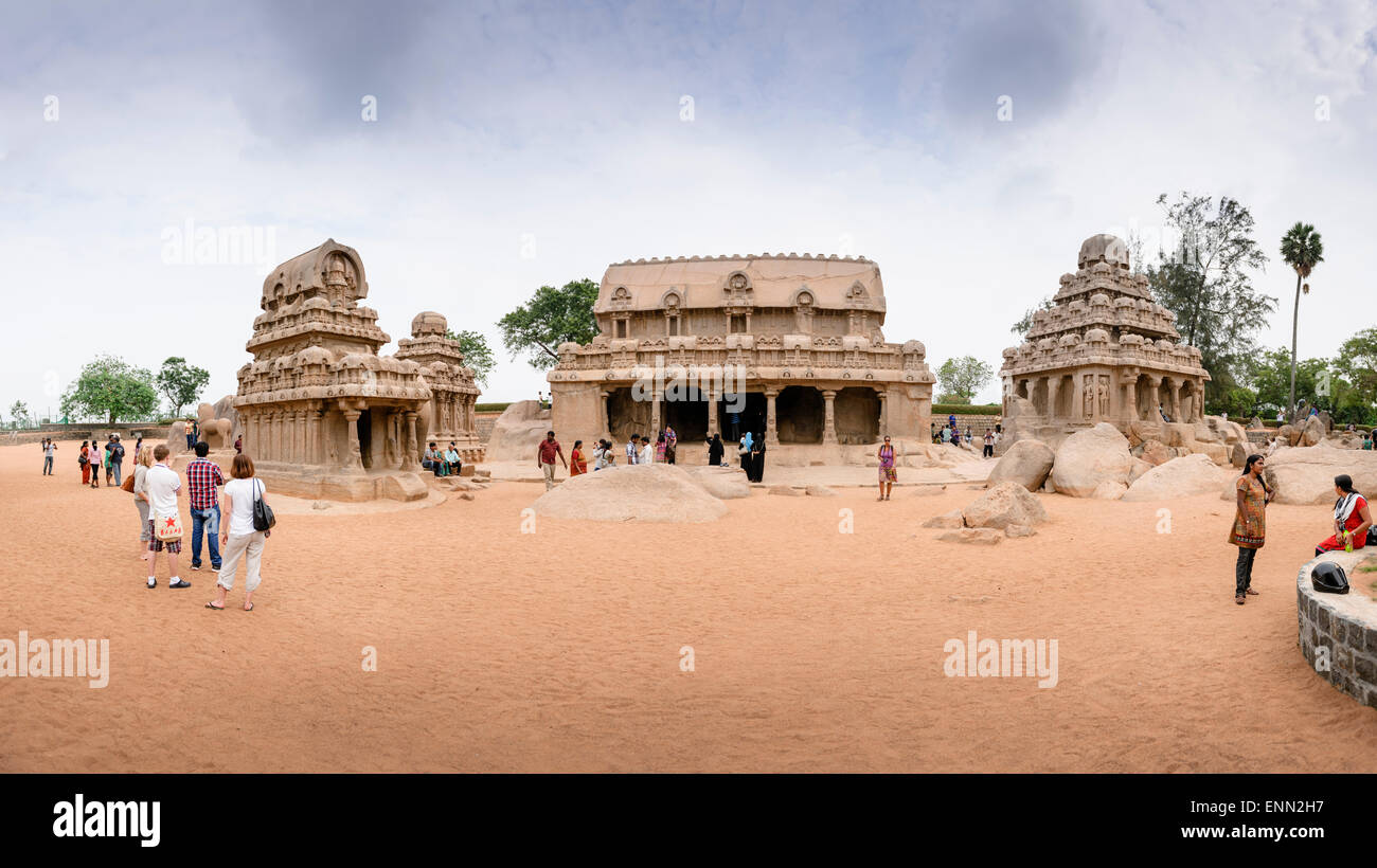 Cinq Rathas, Mamallapuram. Banque D'Images