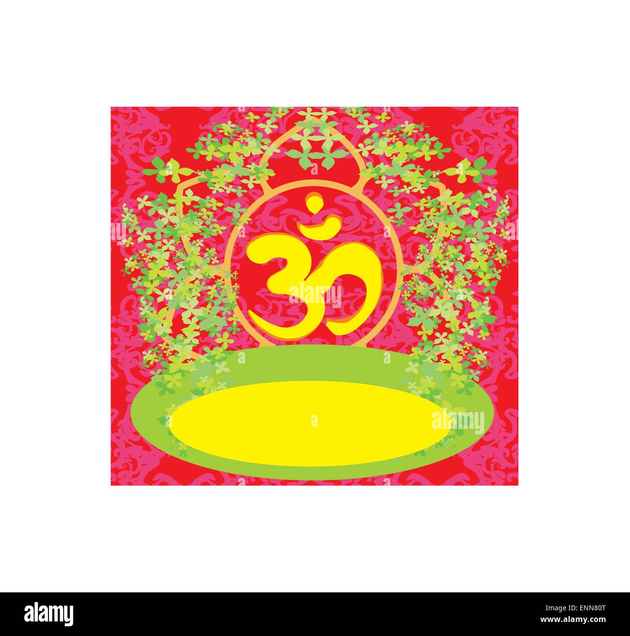 Om aum symbole sur fond rouge Illustration de Vecteur