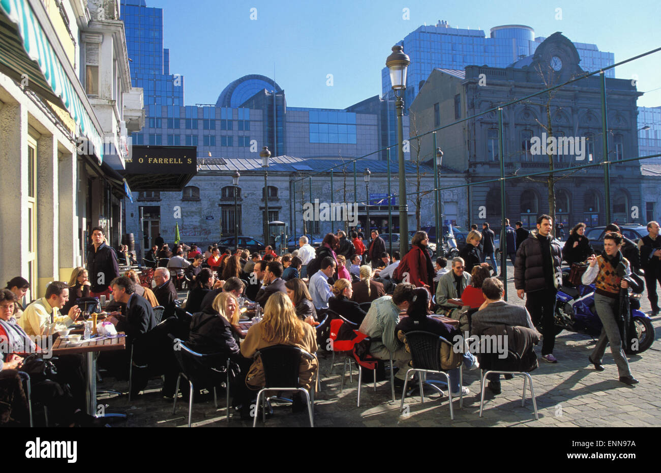 BEL, Belgique, Bruxelles, ses terrasses de café à la Place de Luxembourg, la Gare du Leopold et UE-parlement. BEL, Belgien, Bruessel, St Banque D'Images