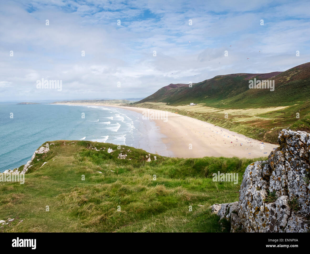 Afficher le long de la plage de Rhossili Bay, Gower, au Pays de Galles Banque D'Images