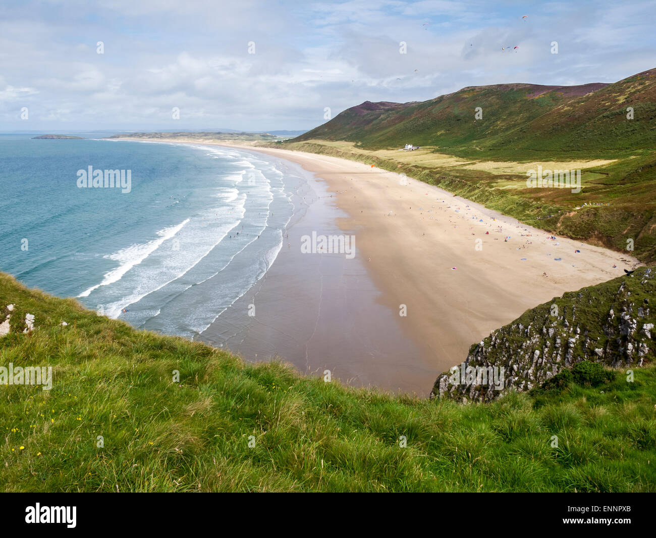 Afficher le long de la plage de Rhossili Bay, Gower, au Pays de Galles Banque D'Images