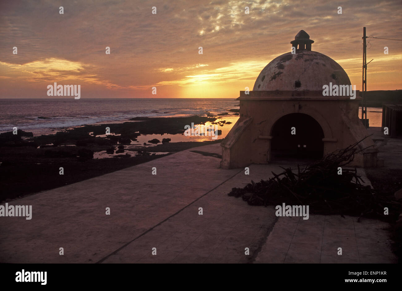 Coucher du soleil dans l'île de Diu, Inde Banque D'Images