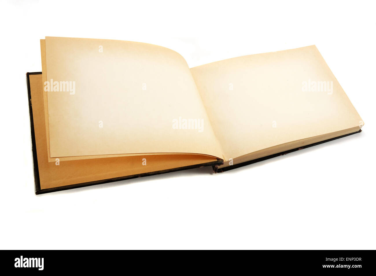 Ouvert vieille sketchbook sur fond blanc Banque D'Images