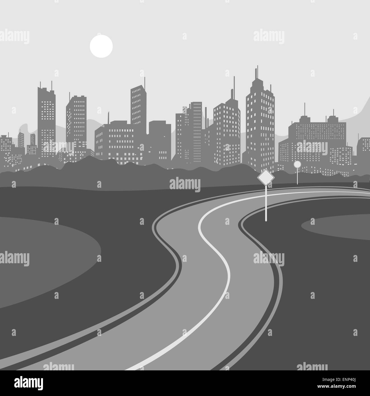 Arrière-plan de la ville et route Banque D'Images