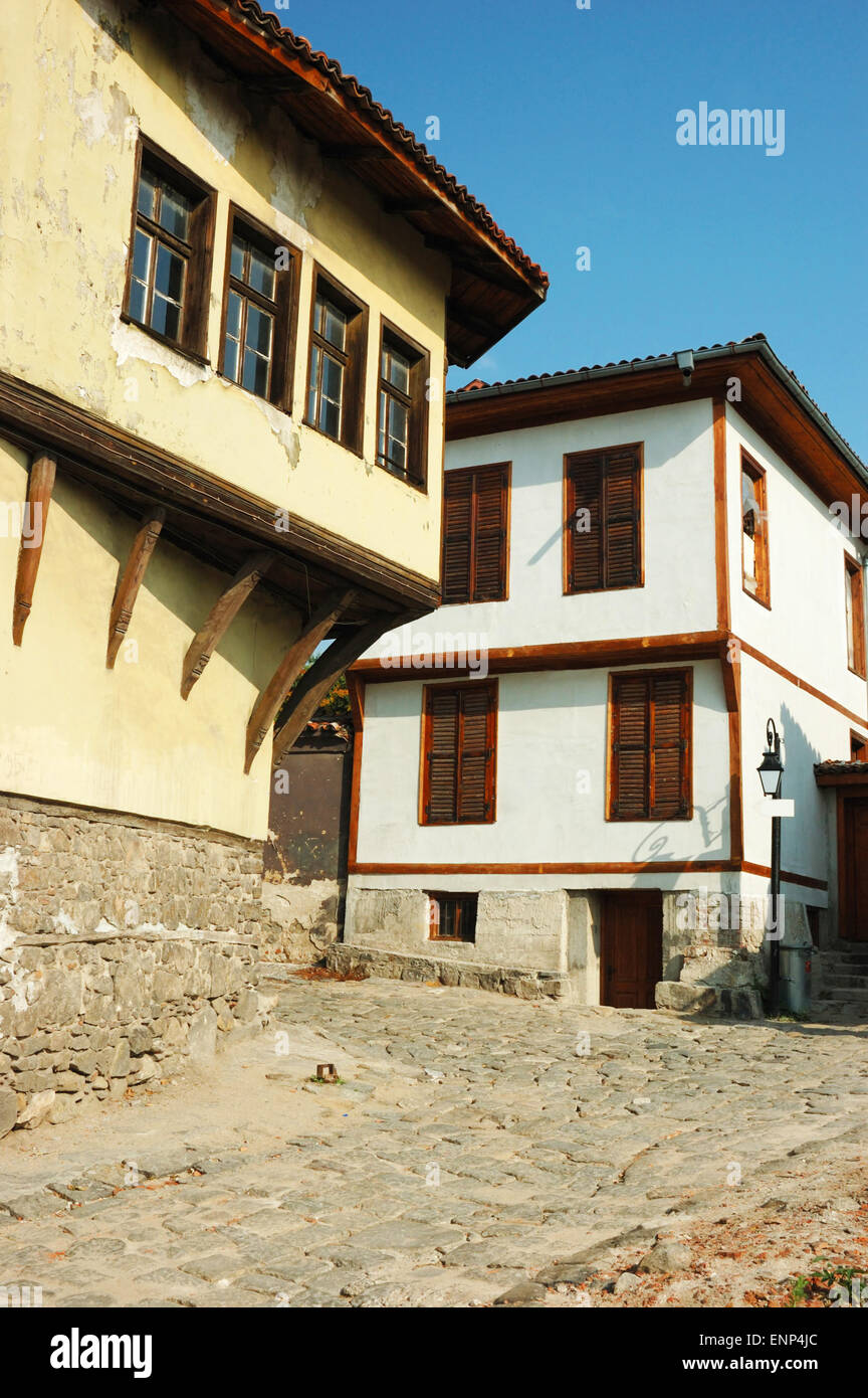 La rue médiévale du vieux centre-ville de Plovdiv, Bulgaria Banque D'Images