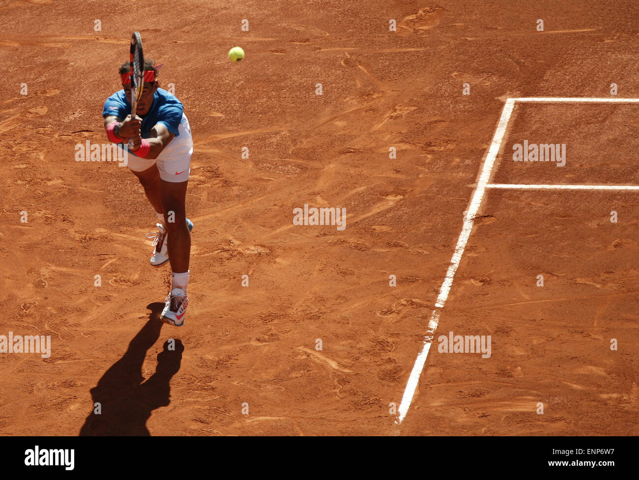 Madrid, Espagne. 9 mai, 2015. 09.05.2015 Madrid, Espagne. Rafael Nadal atteint la 94e finale de sa carrière avec un 7-6 (3), 6-1 win sur Tomas Berdych. Fera face à Murray ou Nishikori pour Madrid titre. Crédit : Michael Cullen/ZUMA/Alamy Fil Live News Banque D'Images