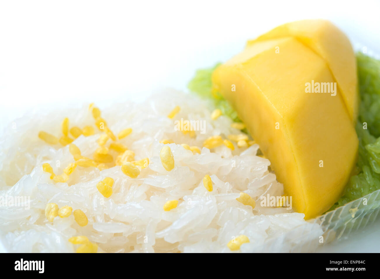 Avec Mango sticky rice, dessert thaïlandais Banque D'Images