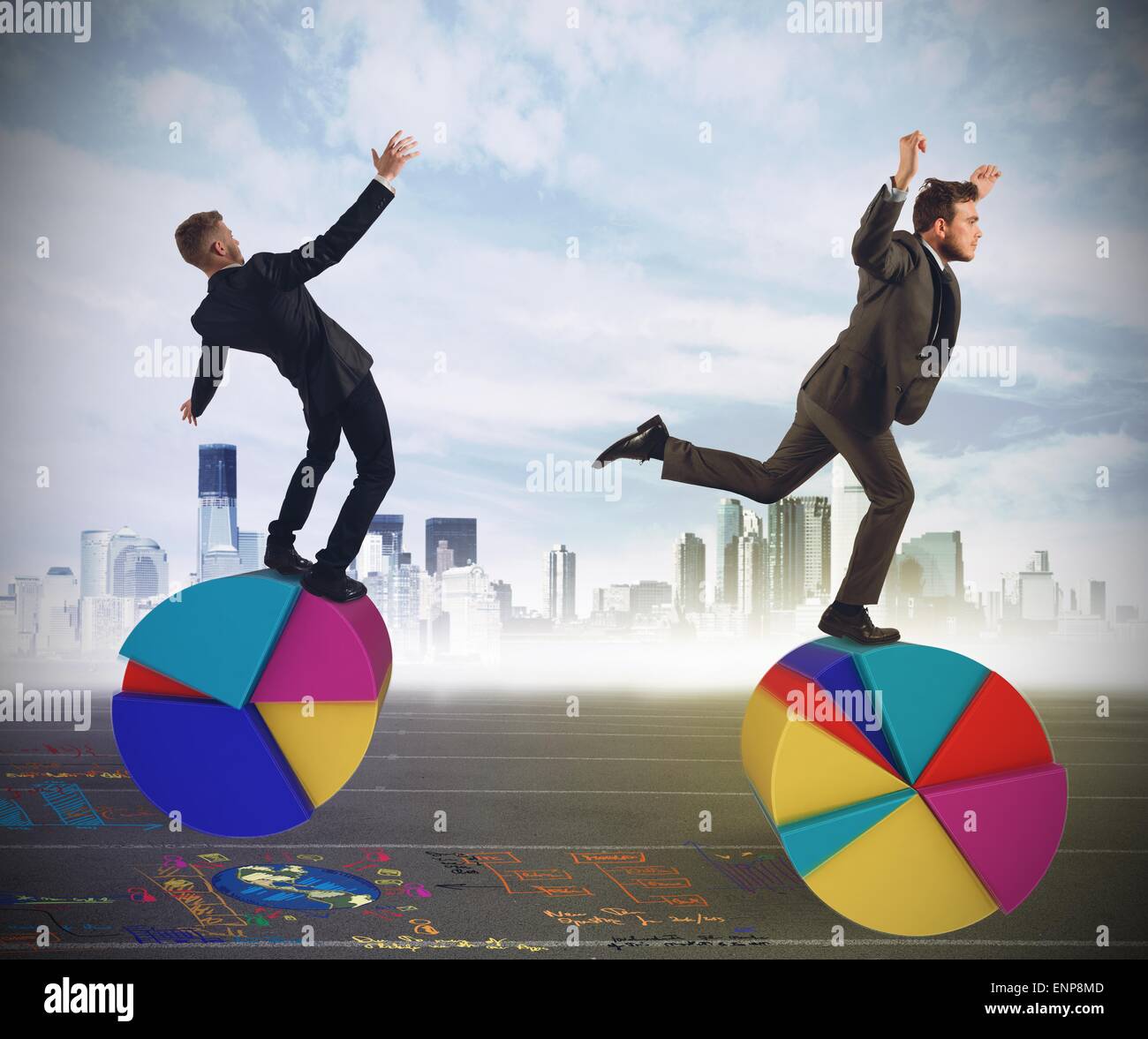 Finances et de l'économie des acrobates Banque D'Images