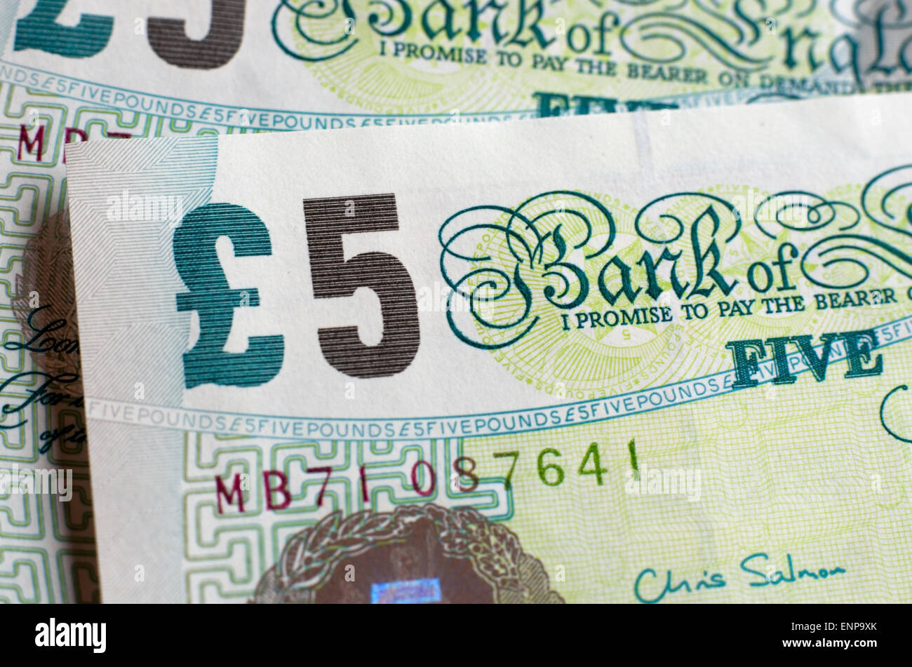 5 € britannique note close up. Banque D'Images