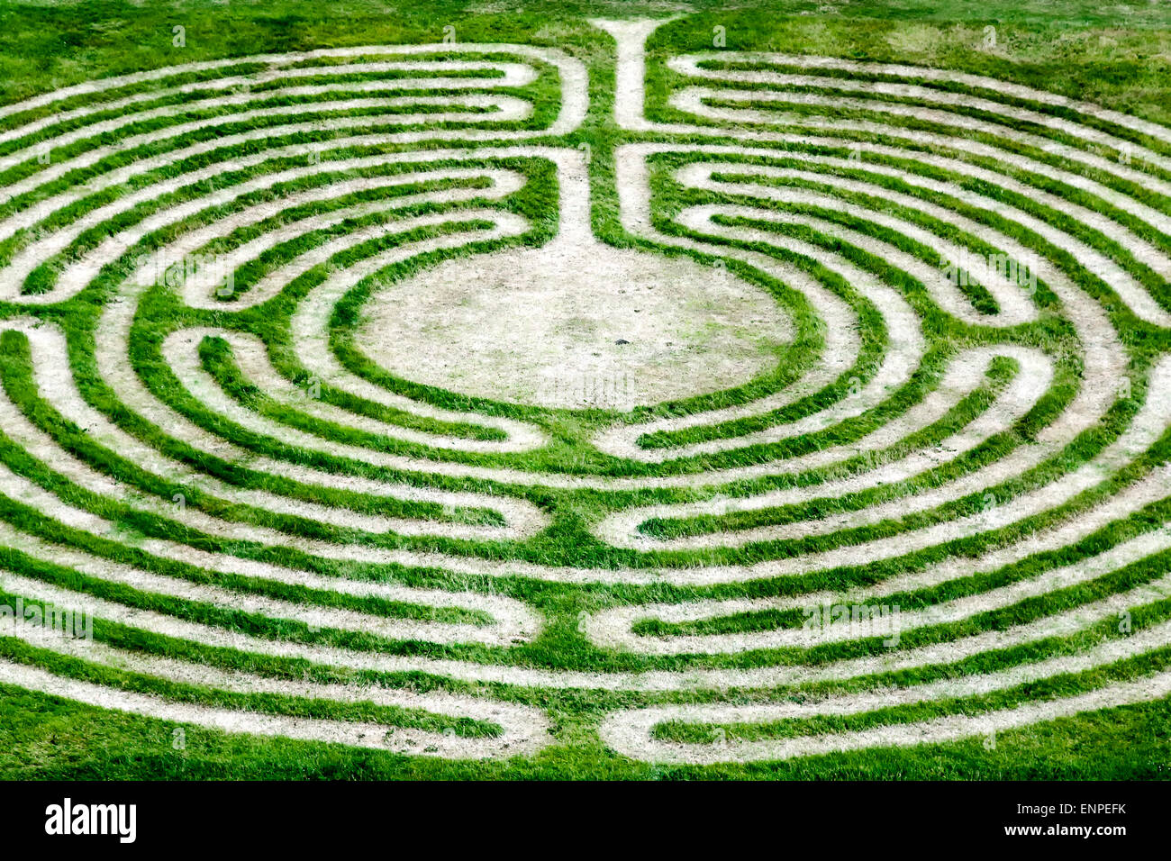 Labyrinthe, Prieuré de Lindisfarne, Holy Island, Angleterre, Royaume-Uni Banque D'Images