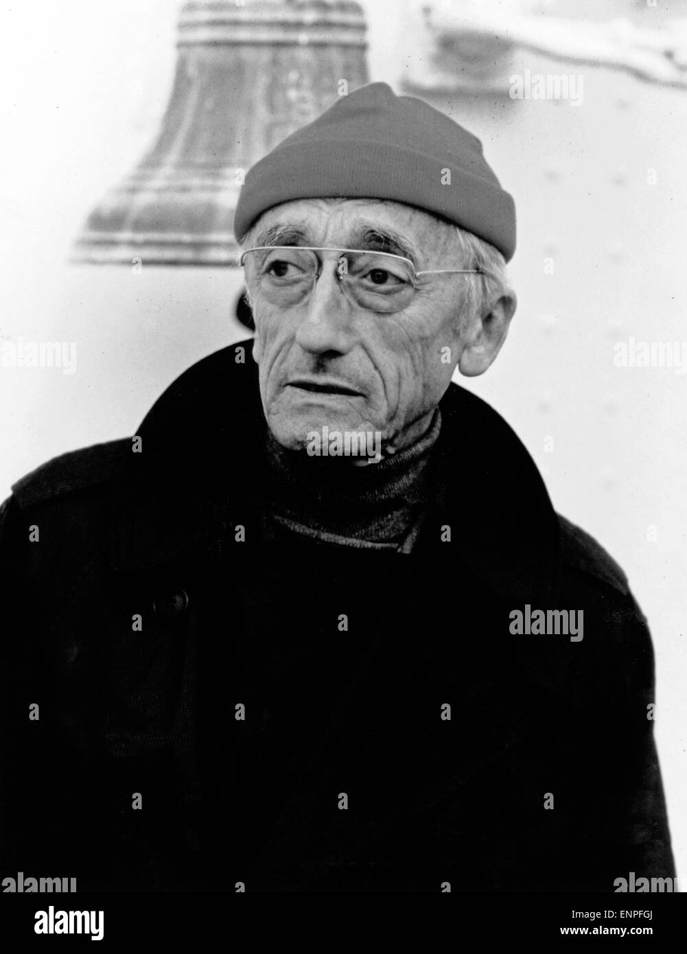 Der französische Meeresforscher Jacques Yves Cousteau, Anfang 1980 er Jahre. L'océanographe français Jacques-Yves Cousteau, début 19 Banque D'Images
