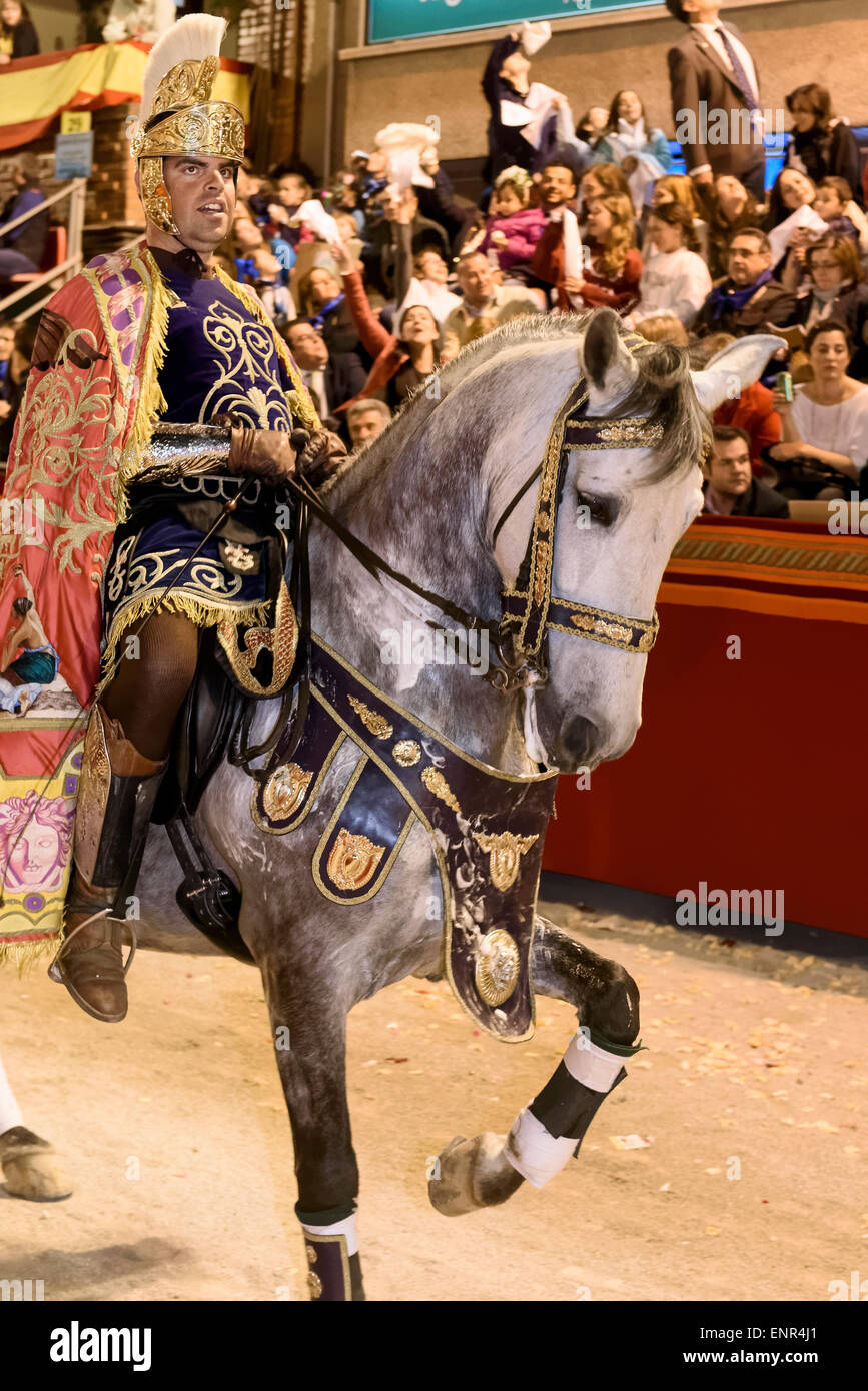 Horseman, un Vendredi saint procession de la Semana Santa (semaine sainte) dans la région de Lorca, Murcie, Espagne Banque D'Images