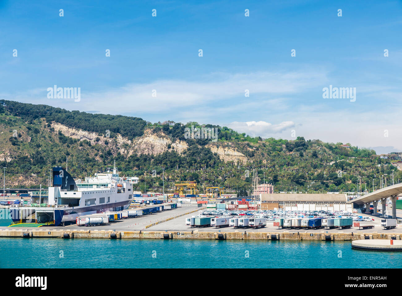 La compagnie de croisière Grimaldi Lines amarré au port de Barcelone, Catalogne, Espagne Banque D'Images