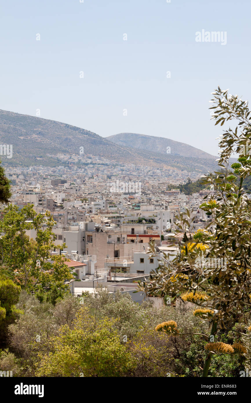 Vue d'Athènes depuis l'Acropole Banque D'Images
