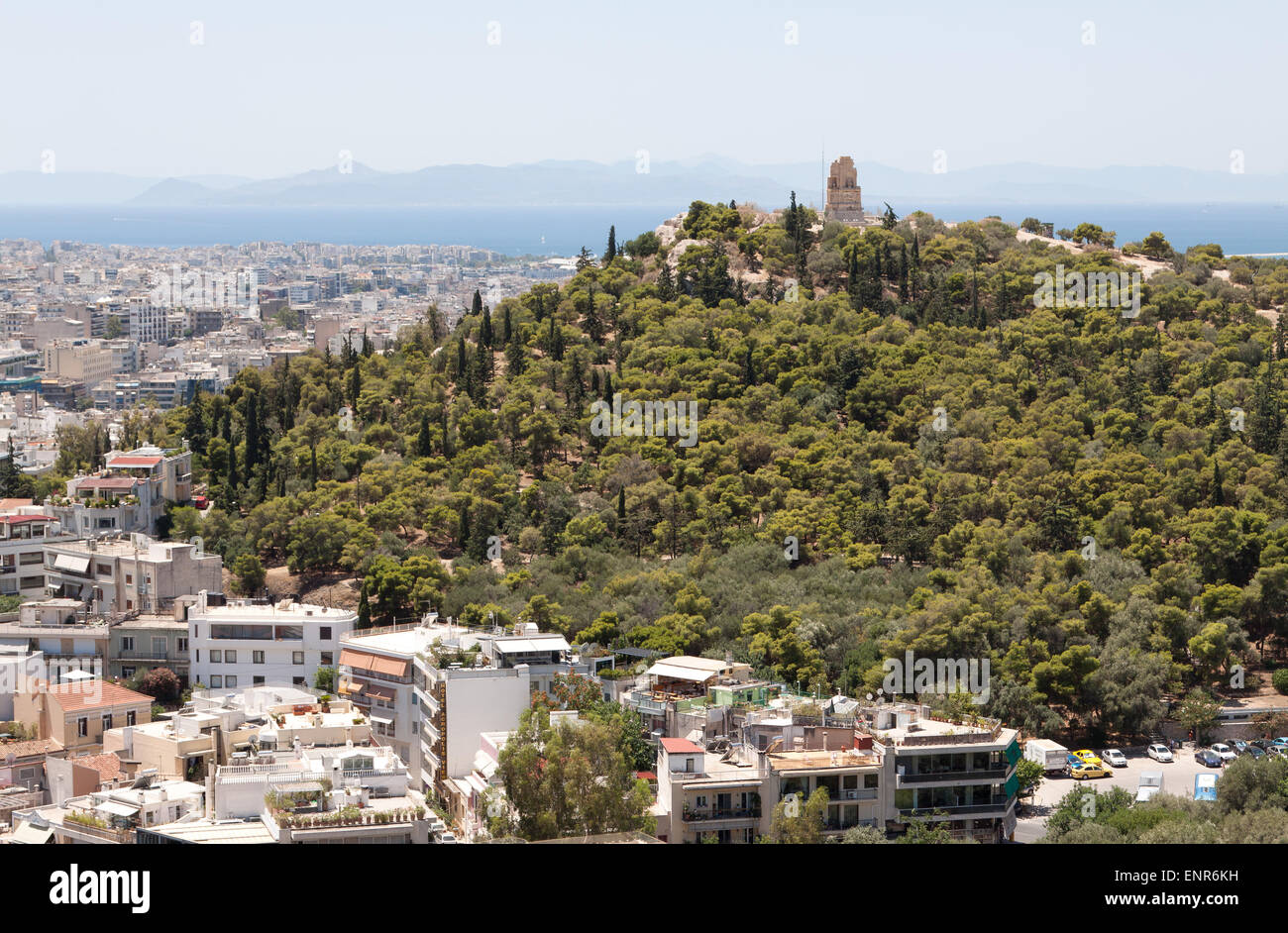 La colline Filopappou Athènes et Banque D'Images