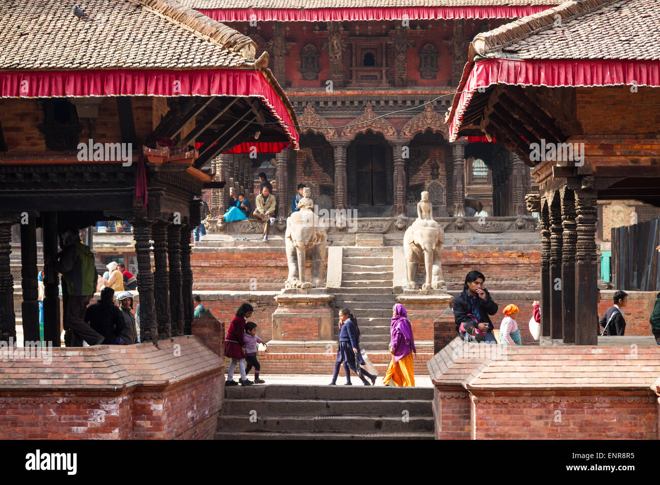 Des temples hindous dans la ville historique de Durbar Square à Patan, Katmandou, Népal Banque D'Images