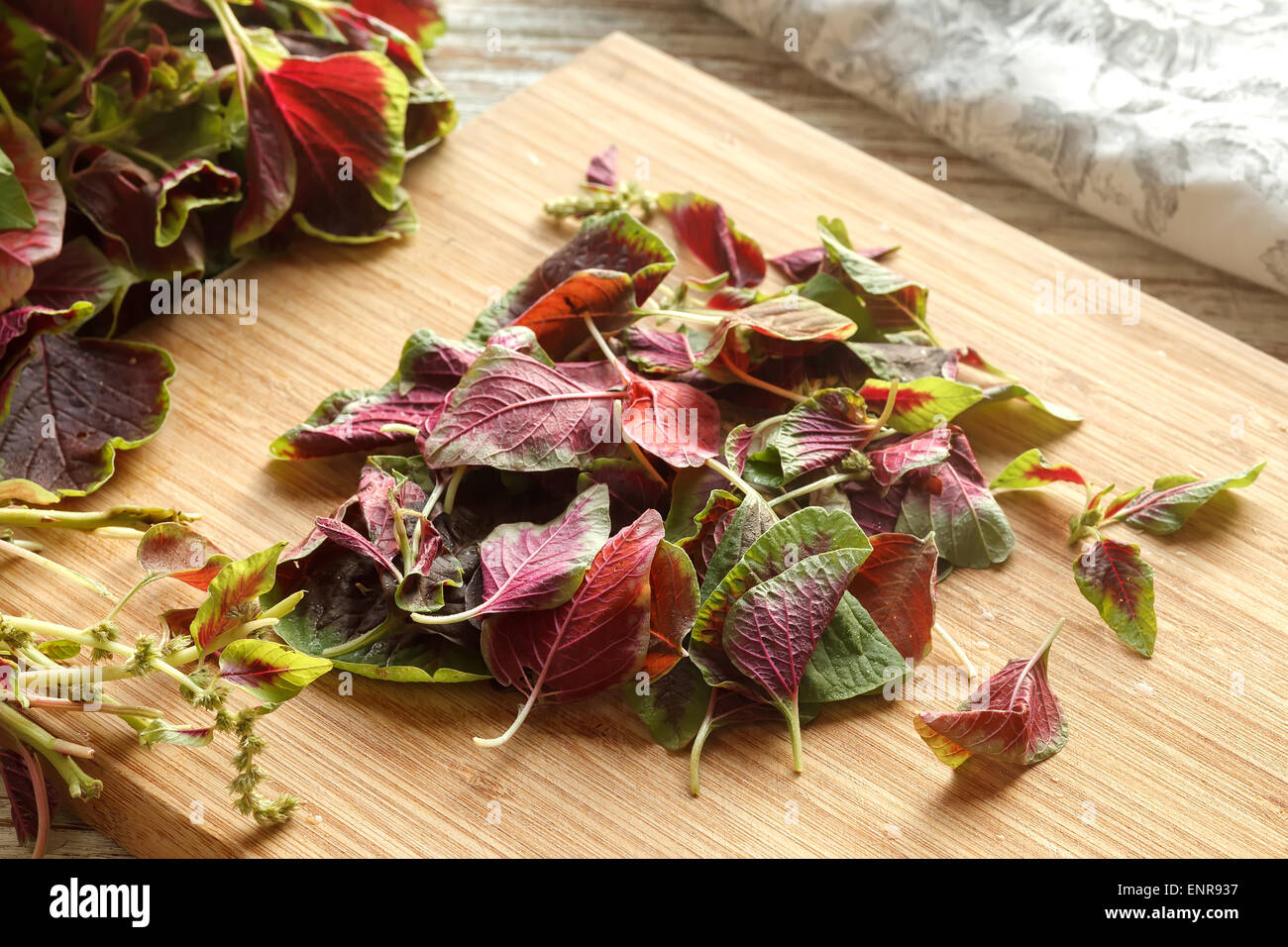 Les épinards frais rouge amarante bio légumes salade cuisson Banque D'Images