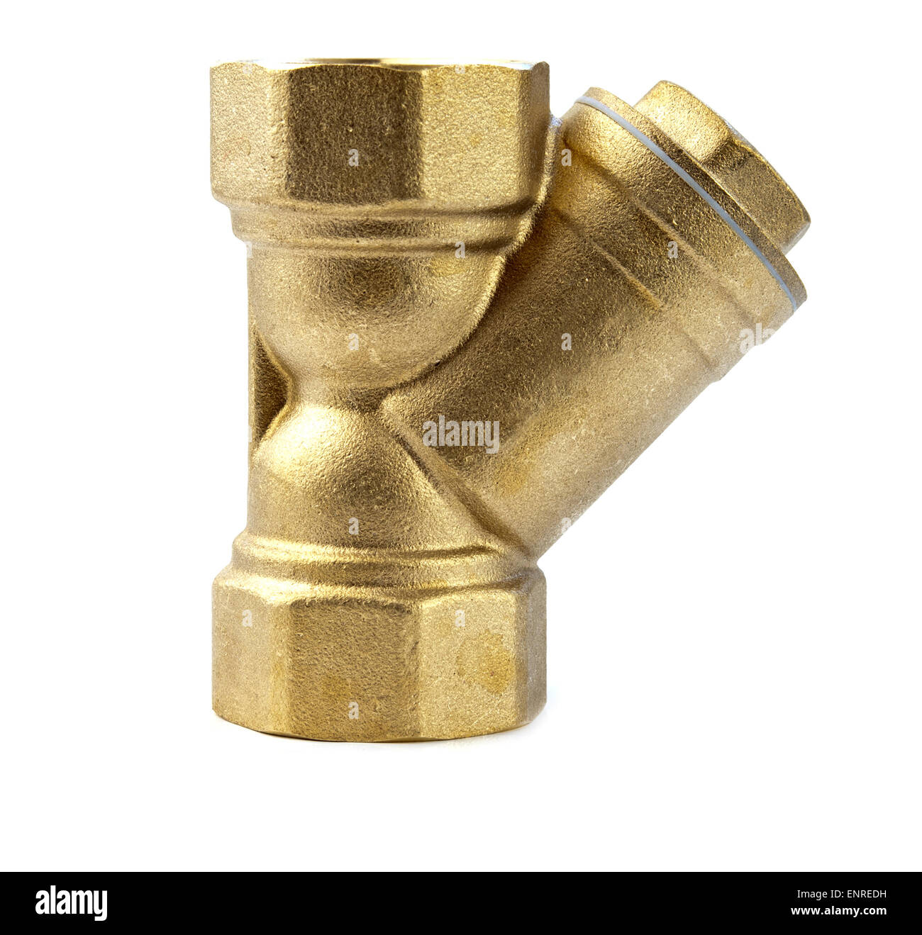 Filtre à eau en bronze angulaire pour le traitement dans le système de chauffage Banque D'Images