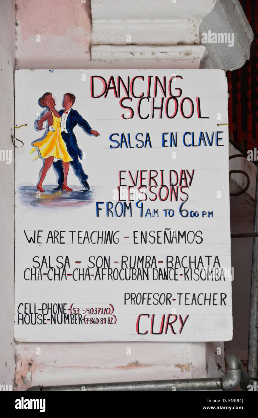 Publicité pour l'école de danse, La Havane, Cuba Banque D'Images