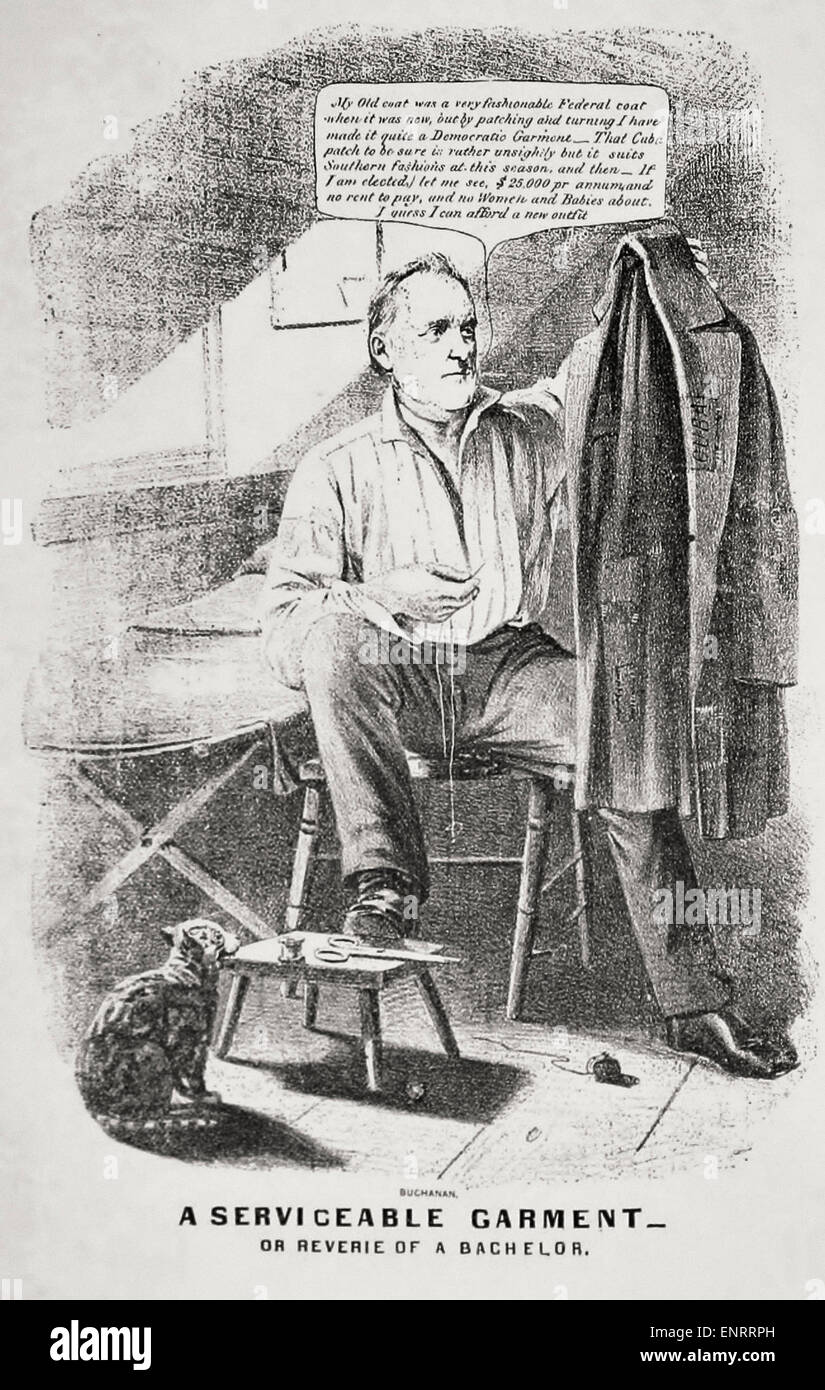 Le président James Buchanan Caricature politique - un vêtement en bon état, vers 1856 Banque D'Images