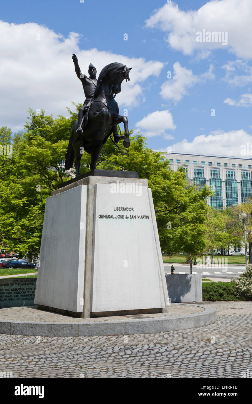 Libertador General Jose de San Martin memorial statue équestre - Washington, DC USA Banque D'Images