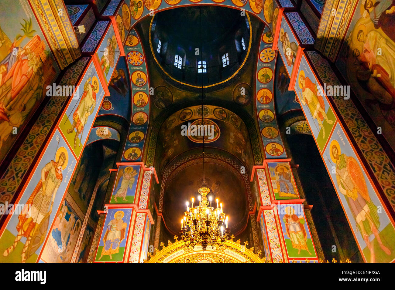 Mosaïques antiques Icônes de l'écran d'Or Dome Basilique Saint Michel Cathédrale Monastère Kiev Ukraine. Banque D'Images