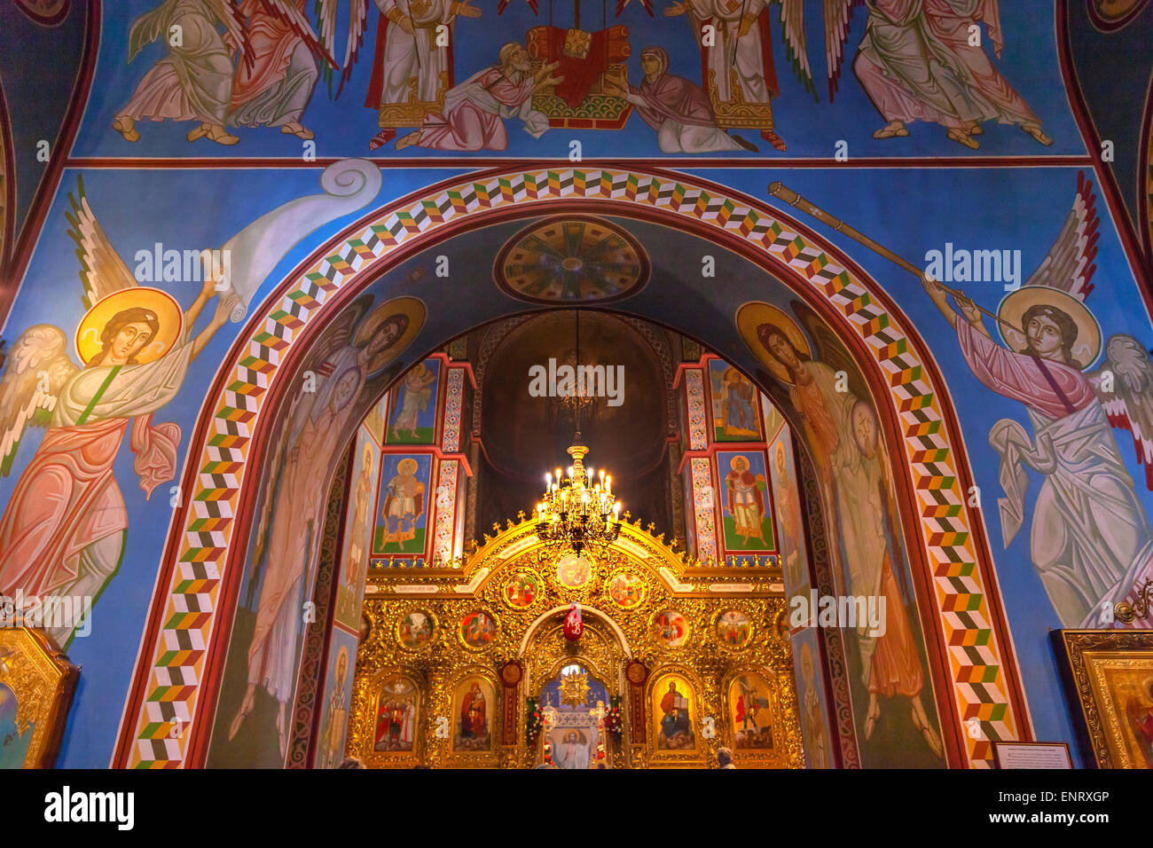 Mosaïques antiques Icônes de l'écran d'or ancienne basilique Saint Michel Cathédrale Monastère Kiev Ukraine. Banque D'Images