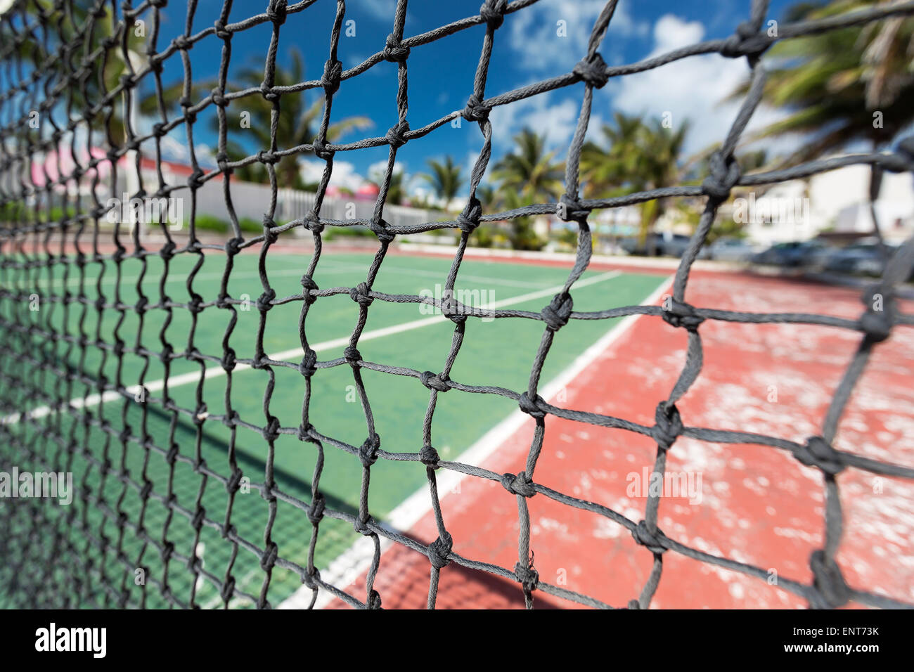 Tennis, piscine net à cour vide. Un plan macro. Contexte Banque D'Images