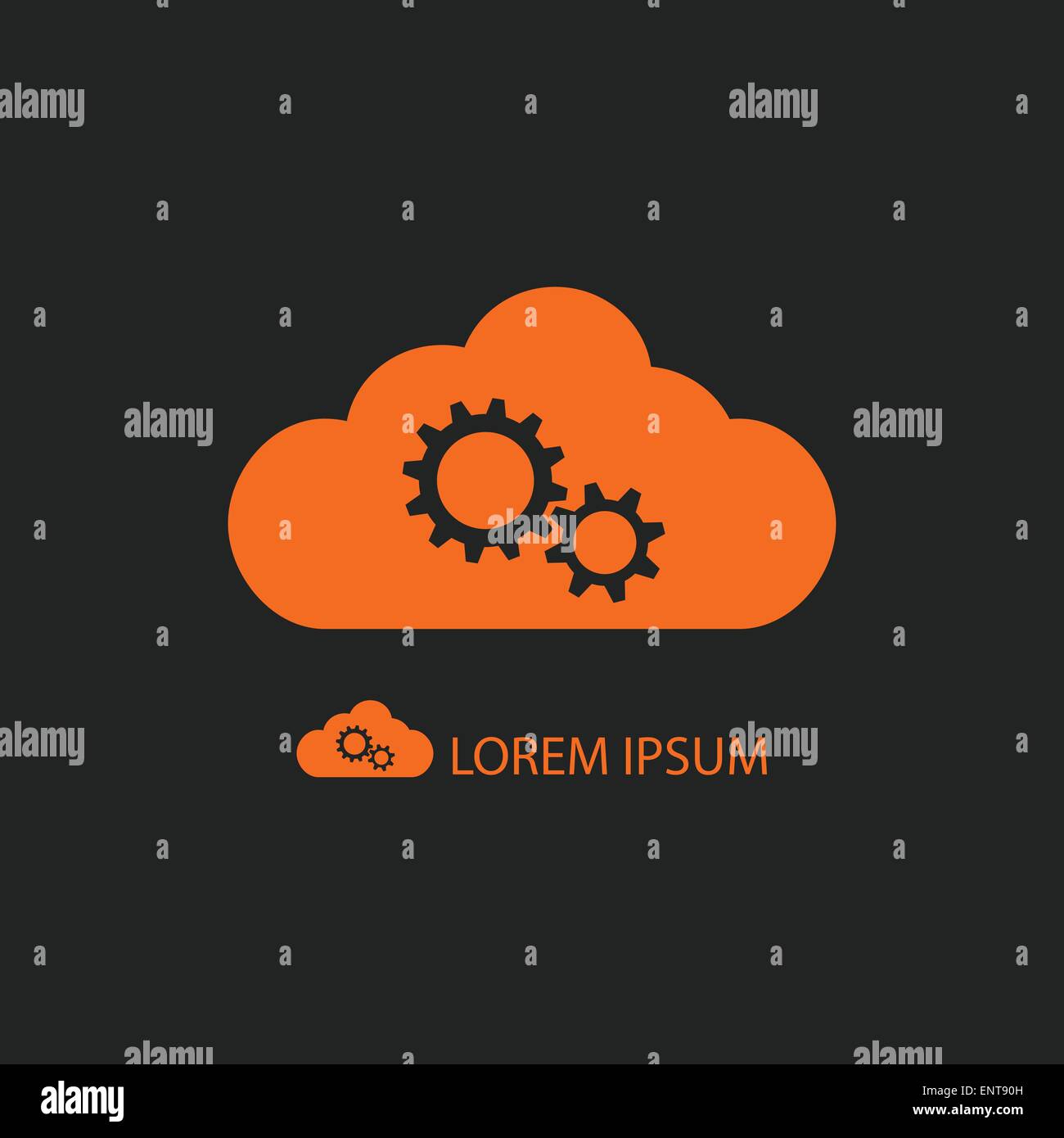 Nuages Orange avec roues d'engrenages sur fond noir Illustration de Vecteur