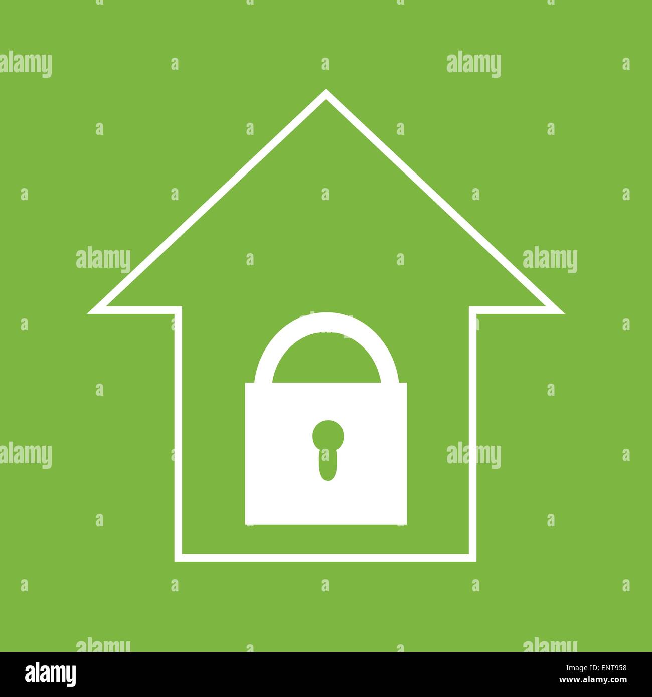 Chambre avec verrouillage. Vert sur blanc Illustration de Vecteur