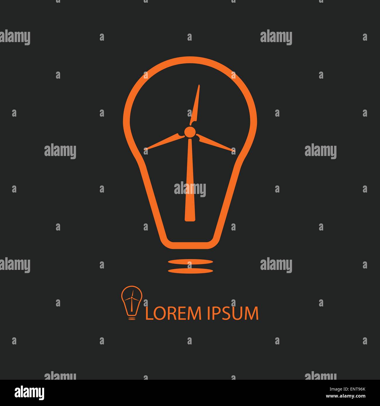 Ampoule Orange avec wind turbine sur noir Illustration de Vecteur