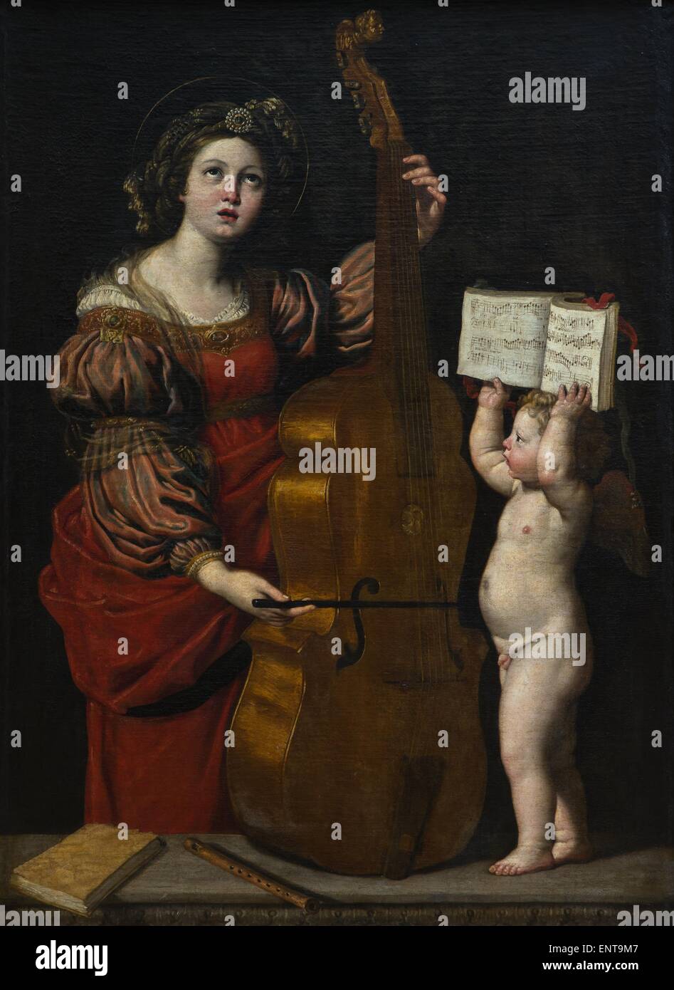 Saint Cecilia avec un ange tenant un score Huile sur toile 26/09/2013 - Collection Banque D'Images