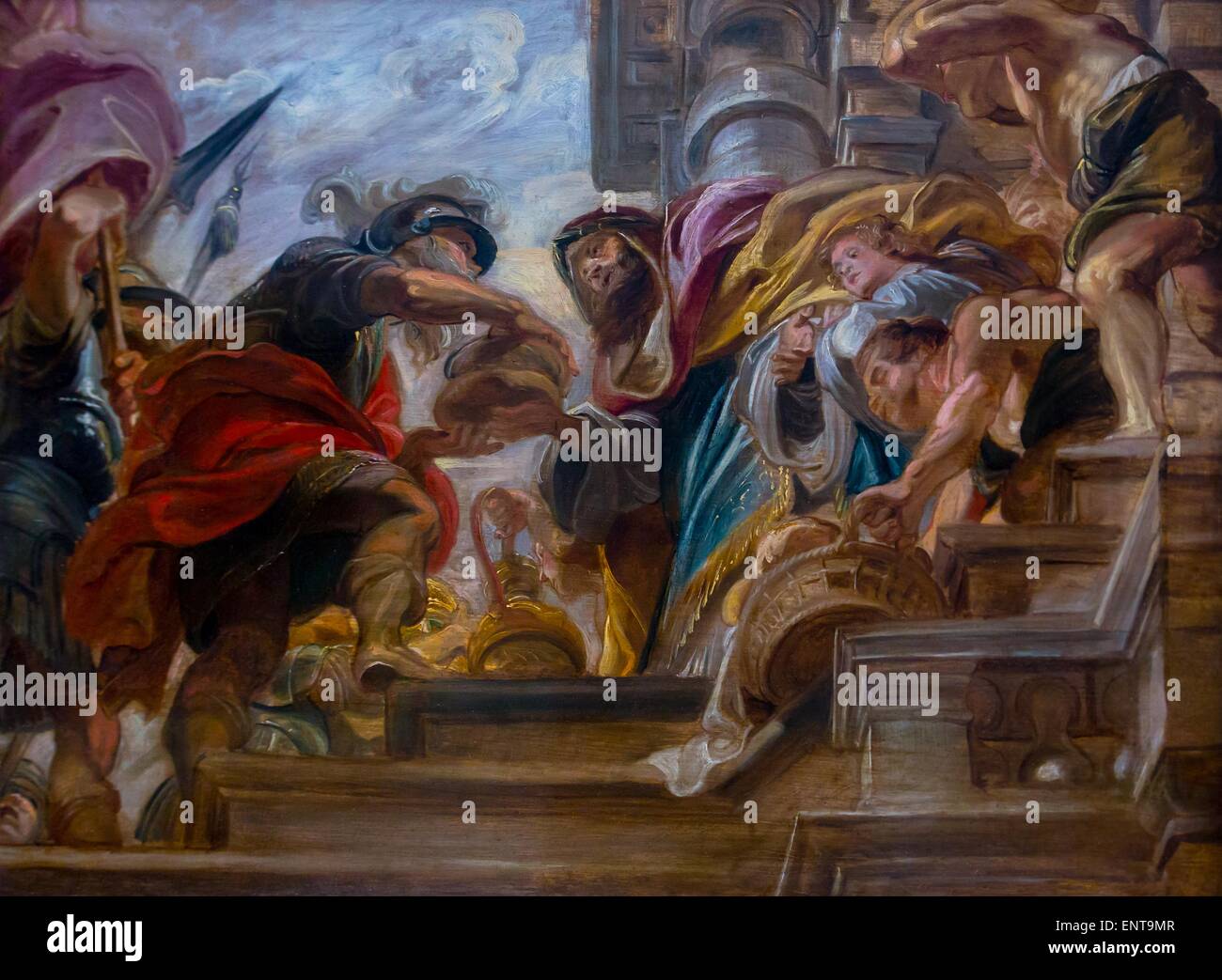 La rencontre entre Abraham et Melchisédek, huile sur bois 26/09/2013 - 17e siècle Collection Banque D'Images