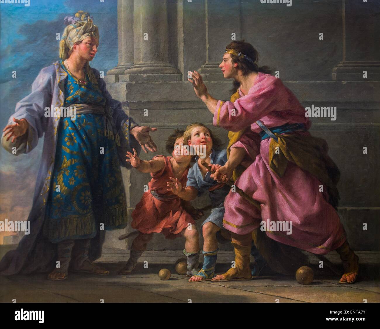 ActiveMuseum 0002961.jpg / Agésilas jouant avec ses enfants Huile sur toile 25/10/2013 - 18e siècle / Collection / Musée actif Banque D'Images